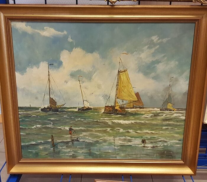 Schilderij Schip geel zeil