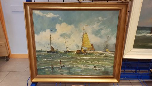 Schip geel zeil Nautisch Antiek