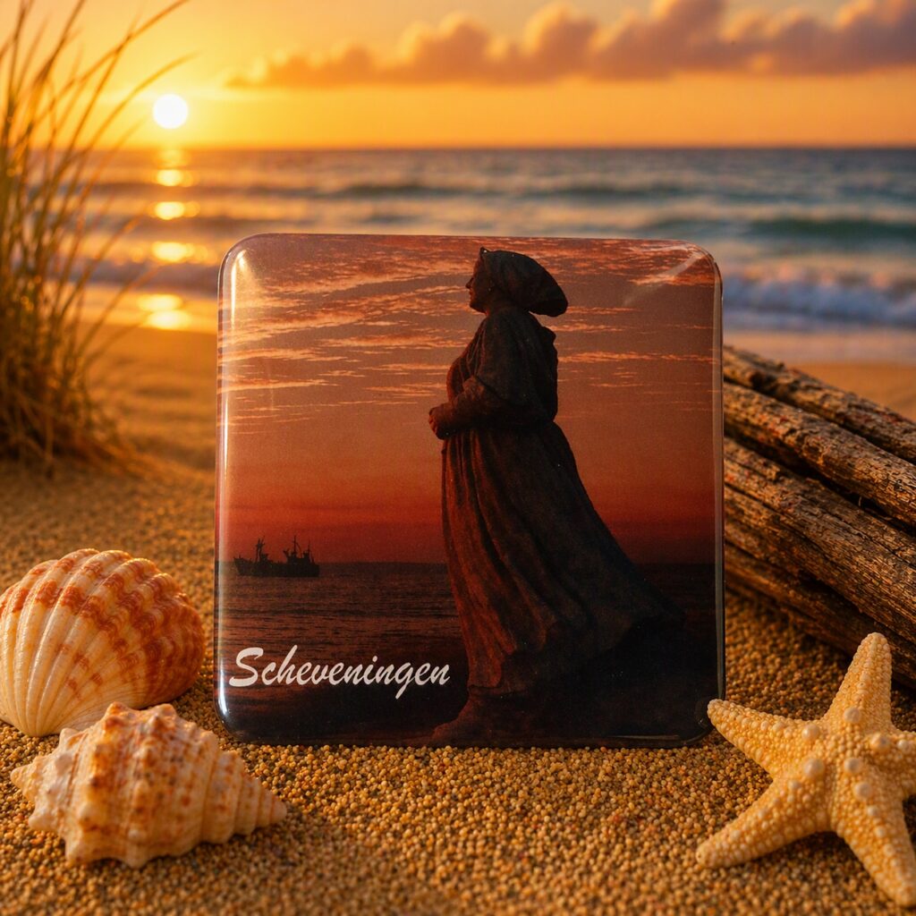 Koelkastmagneet Schevenings vrouwtje aan zee