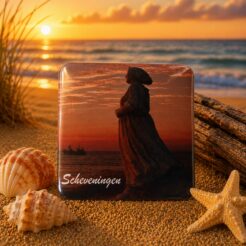 Koelkastmagneet Schevenings vrouwtje aan zee