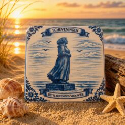 Scheveningen koelkastmagneet Schevenings Vrouwtje Delftsblauw