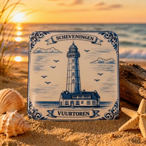 Scheveningen koelkastmagneet Vuurtoren Delftsblauw