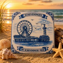 Scheveningen koelkastmagneet De Pier Delftsblauw