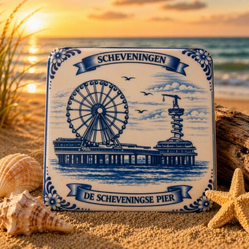 Scheveningen koelkastmagneet De Pier Delftsblauw